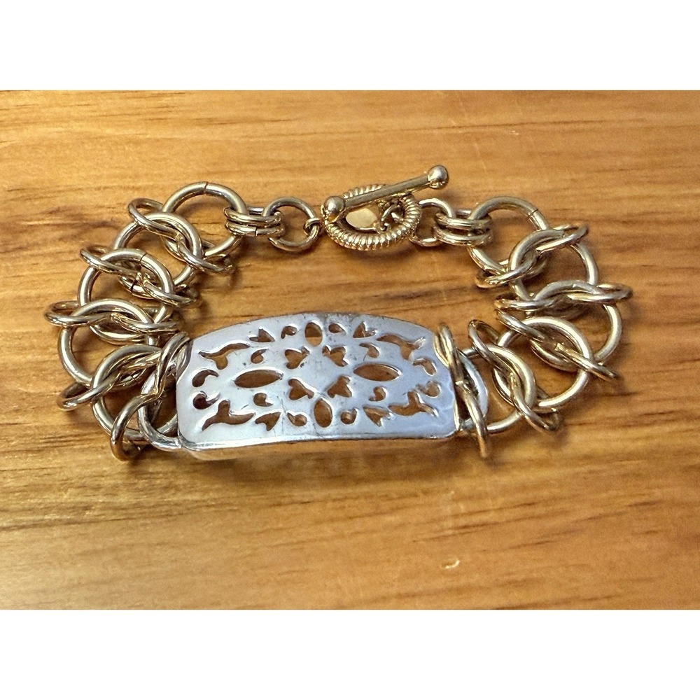 Premier Designs Bracelet Gold Tone Chain Silver Tone Filigree Fashion Jewelry